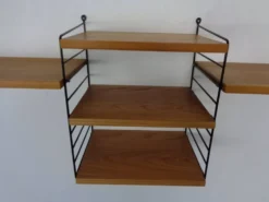 Swedish Ash and Metal Wall Unit by Kajsa & Nils Nisse Strinning for String, 1950s, Set of 9