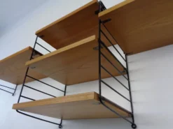 Swedish Ash and Metal Wall Unit by Kajsa & Nils Nisse Strinning for String, 1950s, Set of 9