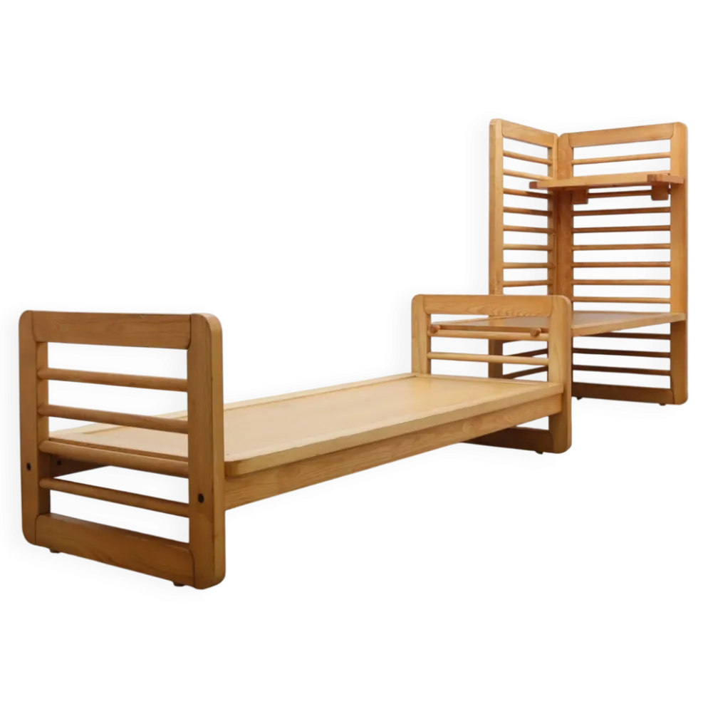 Système de banquette-lit et de rangement multifonctionnel de design italien des années 1970