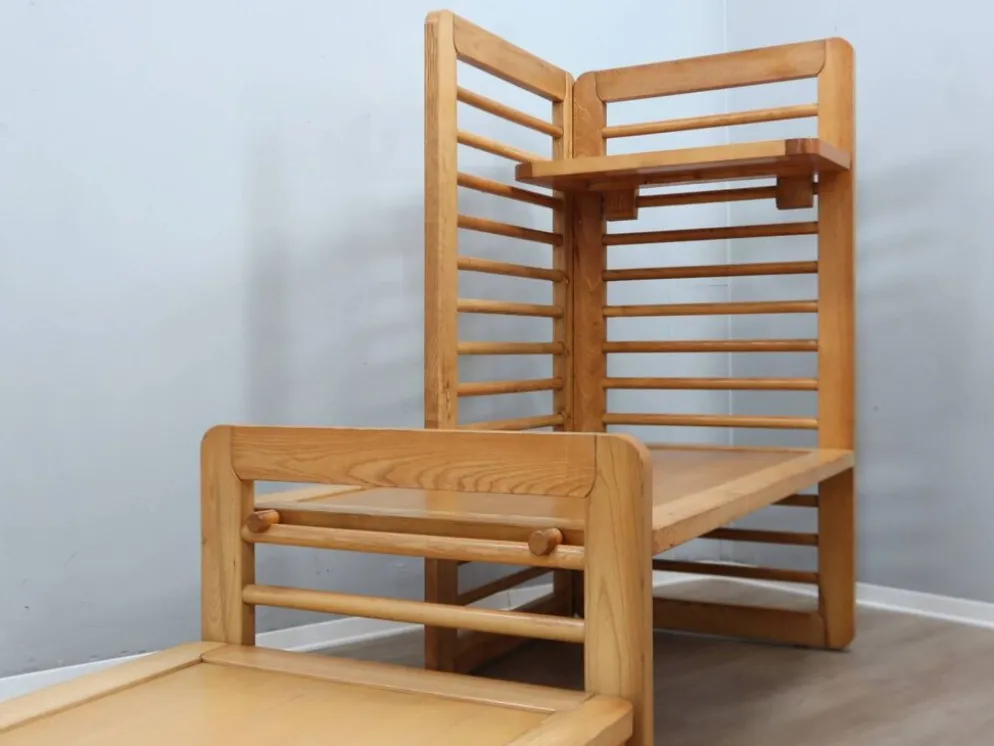 Système de banquette-lit et de rangement multifonctionnel de design italien des années 1970