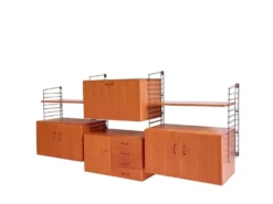 Système de mur modulaire Musterring en teck – unité murale large