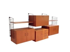 Système de mur modulaire Musterring en teck – unité murale large