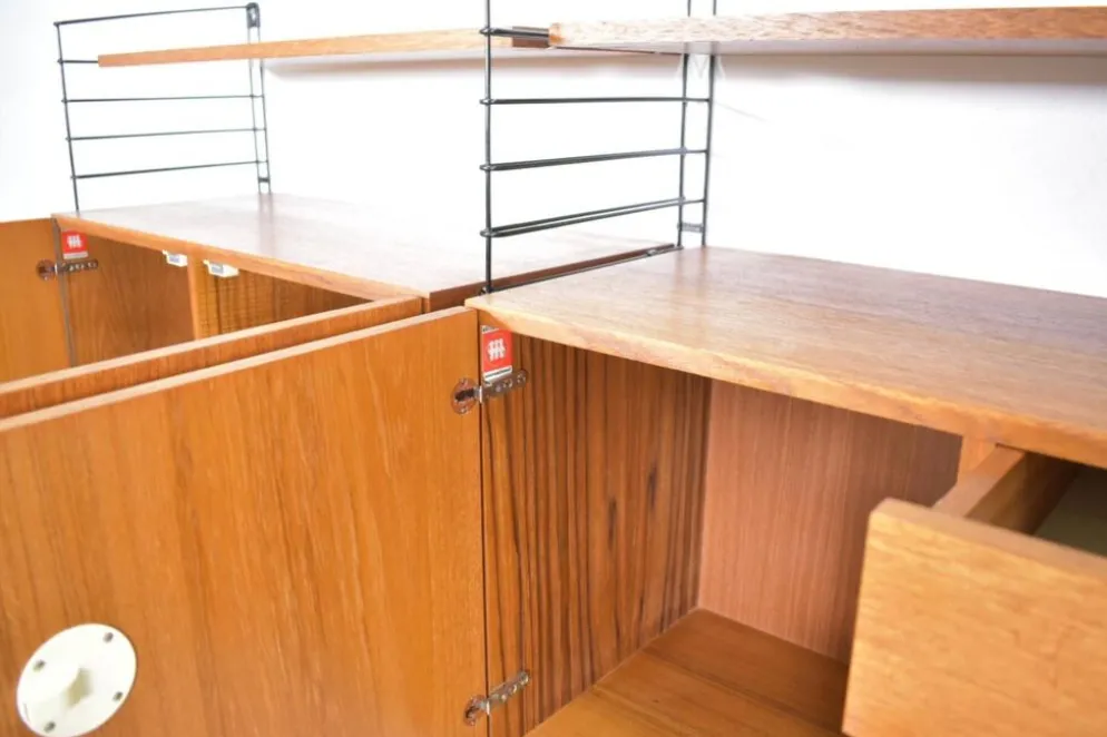 Système de rangement Musterring Tomado Teck années 1960 Étagère murale Vintage