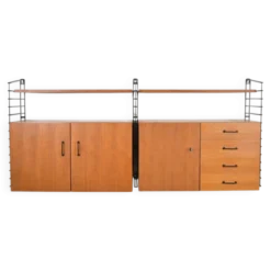 Système de rangement Musterring Tomado Teck années 1960 Étagère murale Vintage