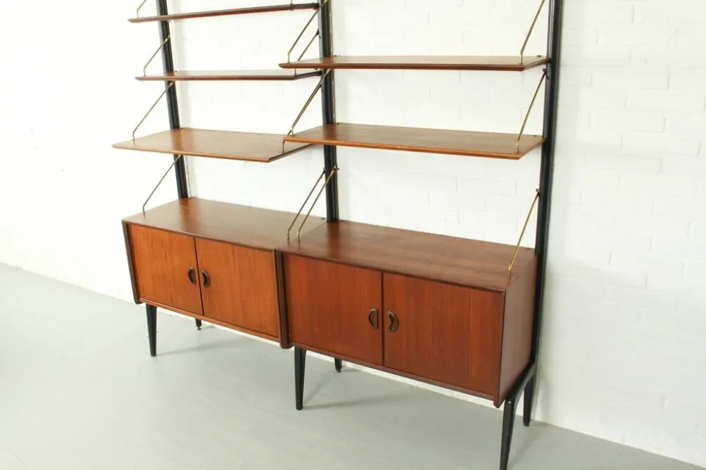 Système Mural Modulable en Teck par Louis van Teeffelen pour WéBé, 1955