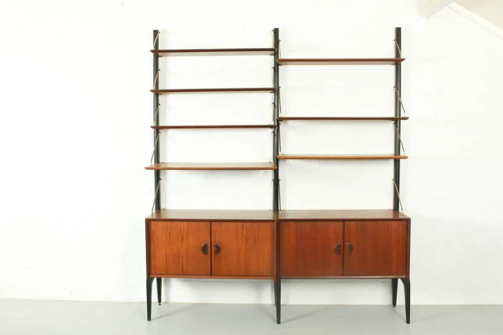 Système Mural Modulable en Teck par Louis van Teeffelen pour WéBé, 1955