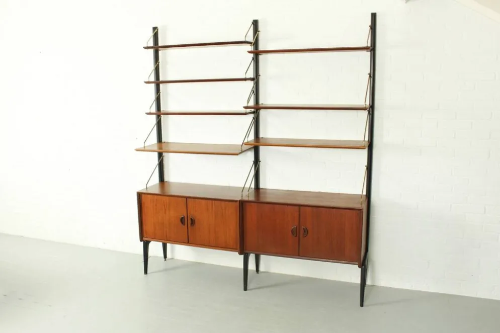 Système Mural Modulable en Teck par Louis van Teeffelen pour WéBé, 1955