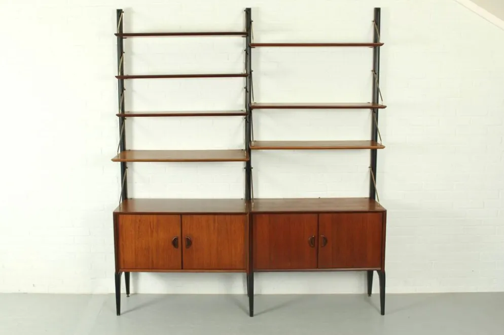 Système Mural Modulable en Teck par Louis van Teeffelen pour WéBé, 1955
