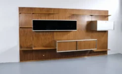 SYSTÈME MURAL MODULABLE À PANNEAUX PALISSANDRE GEORGES FRYDMAN ANNÉES 70' E