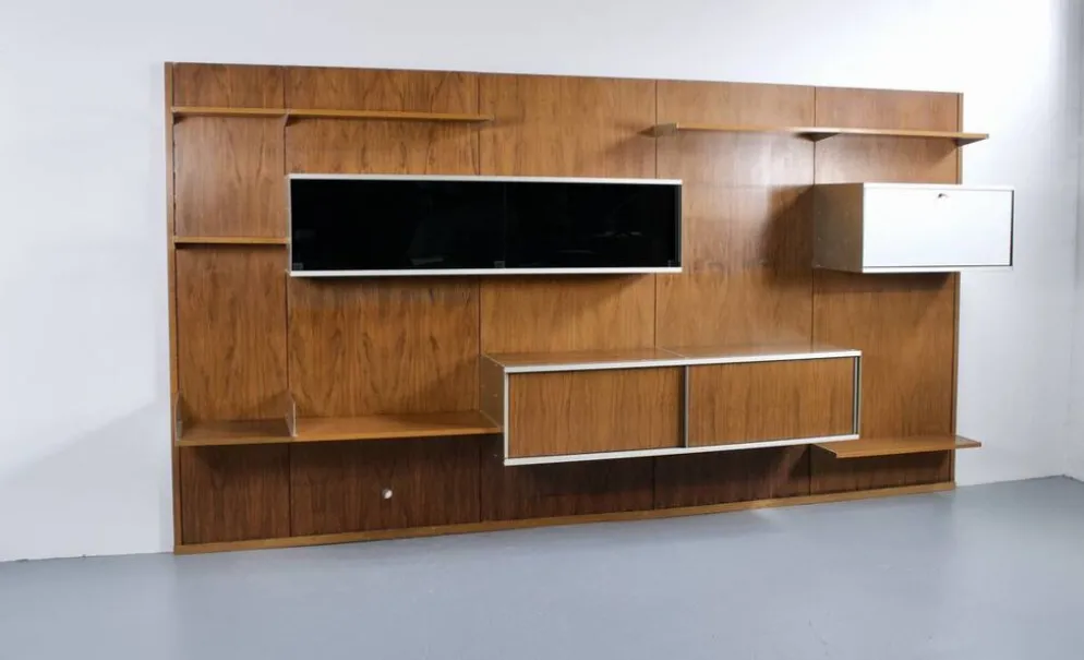 SYSTÈME MURAL MODULABLE À PANNEAUX PALISSANDRE GEORGES FRYDMAN ANNÉES 70' E
