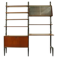 Système mural modulaire en teck par Louis van Teeffelen pour WéBé, 1950