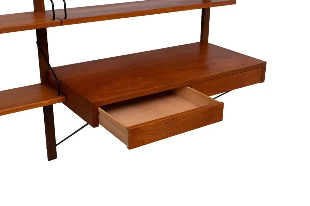 Système mural Royal Teak Poul Cadovius vintage des années 1960 avec 4 armoires