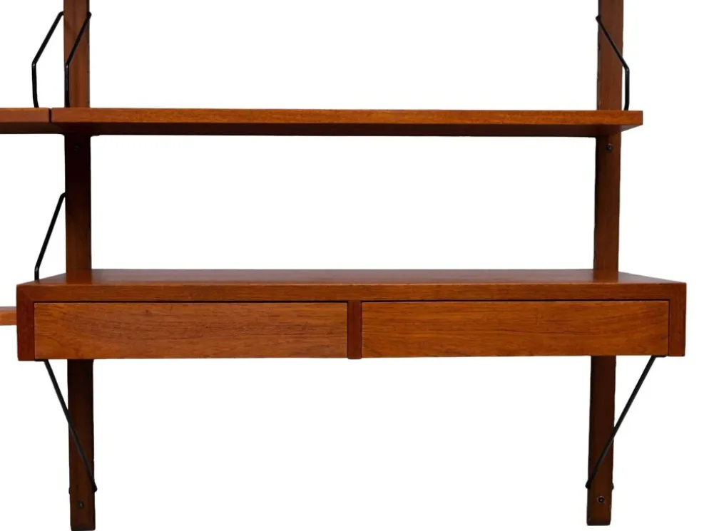 Système mural Royal Teak Poul Cadovius vintage des années 1960 avec 4 armoires