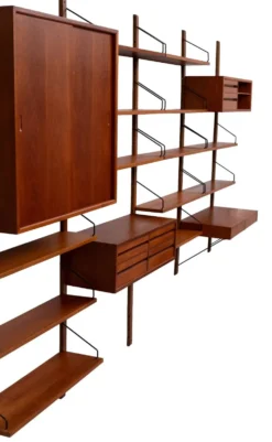 Système mural Royal Teak Poul Cadovius vintage des années 1960 avec 4 armoires