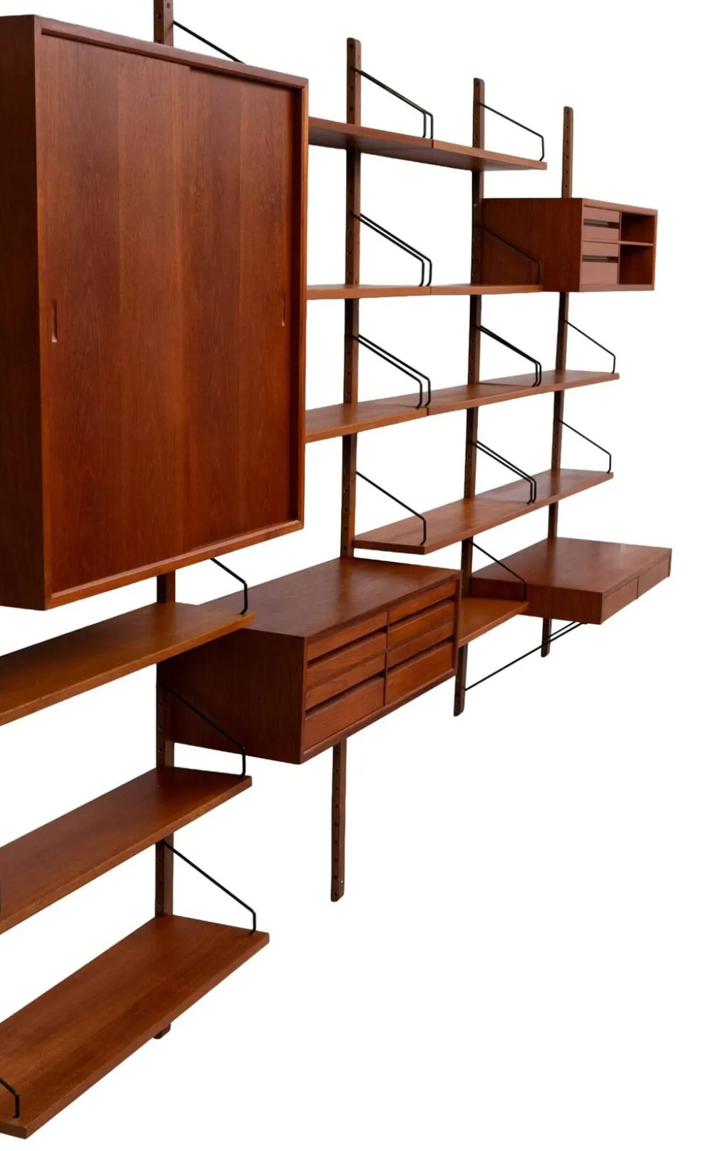 Système mural Royal Teak Poul Cadovius vintage des années 1960 avec 4 armoires
