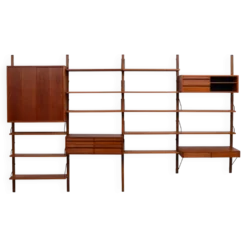 Système mural Royal Teak Poul Cadovius vintage des années 1960 avec 4 armoires