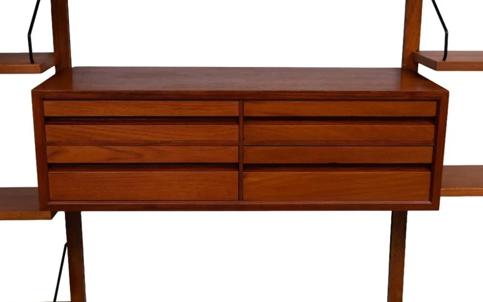 Système mural Royal Teak Poul Cadovius vintage des années 1960 avec 4 armoires