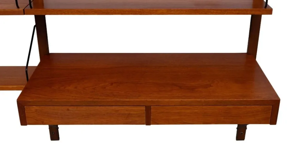 Système mural Royal Teak Poul Cadovius vintage des années 1960 avec 4 armoires
