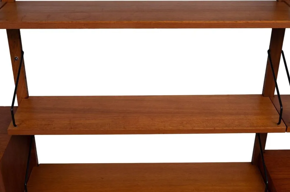 Système mural Royal Teak Poul Cadovius vintage des années 1960 avec 4 armoires