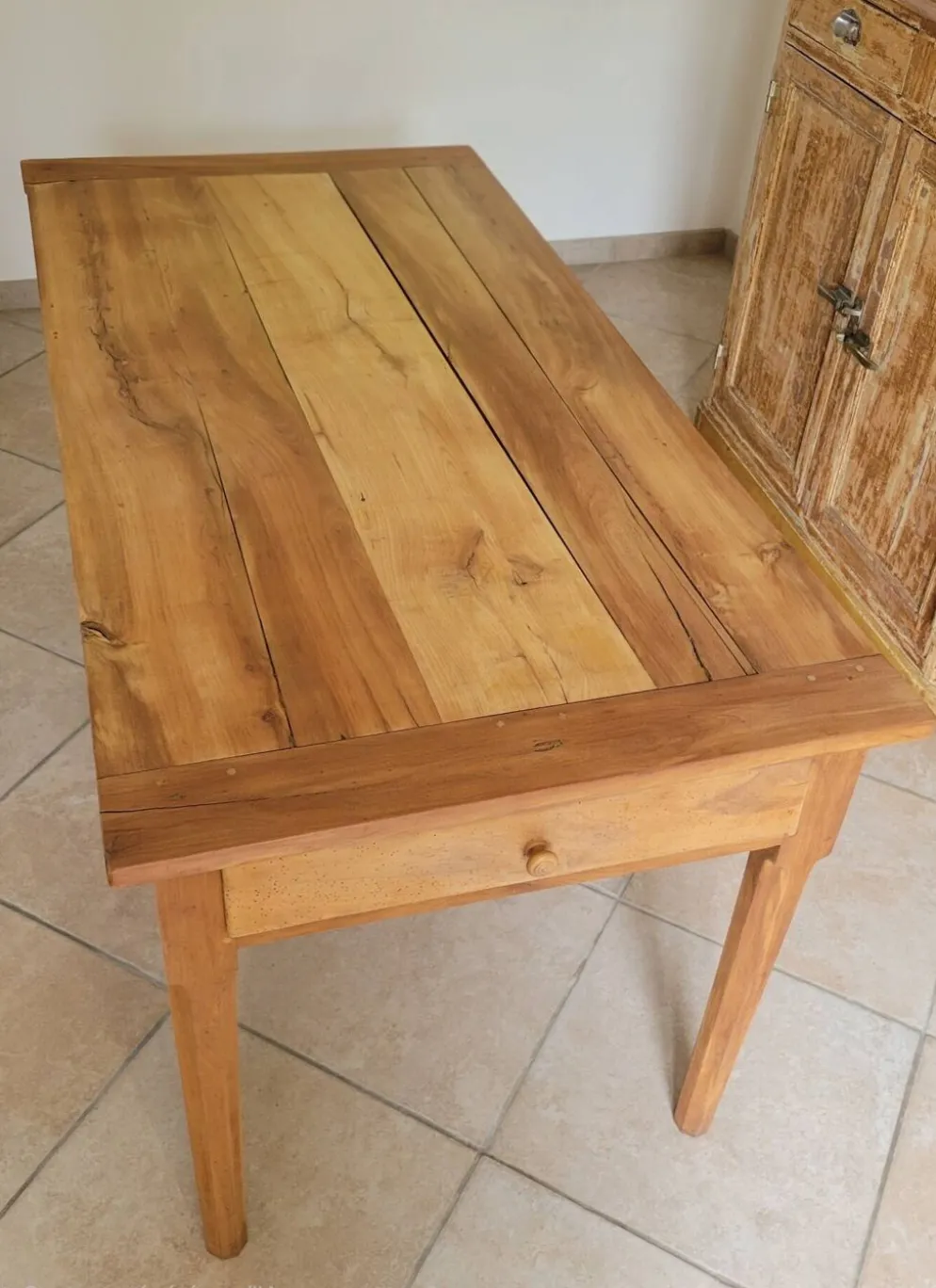 Table ancienne de ferme bois massif noyer