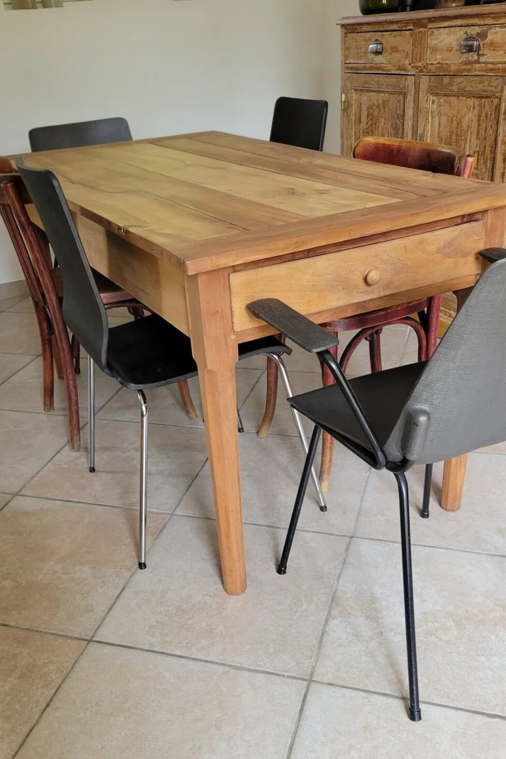 Table ancienne de ferme bois massif noyer