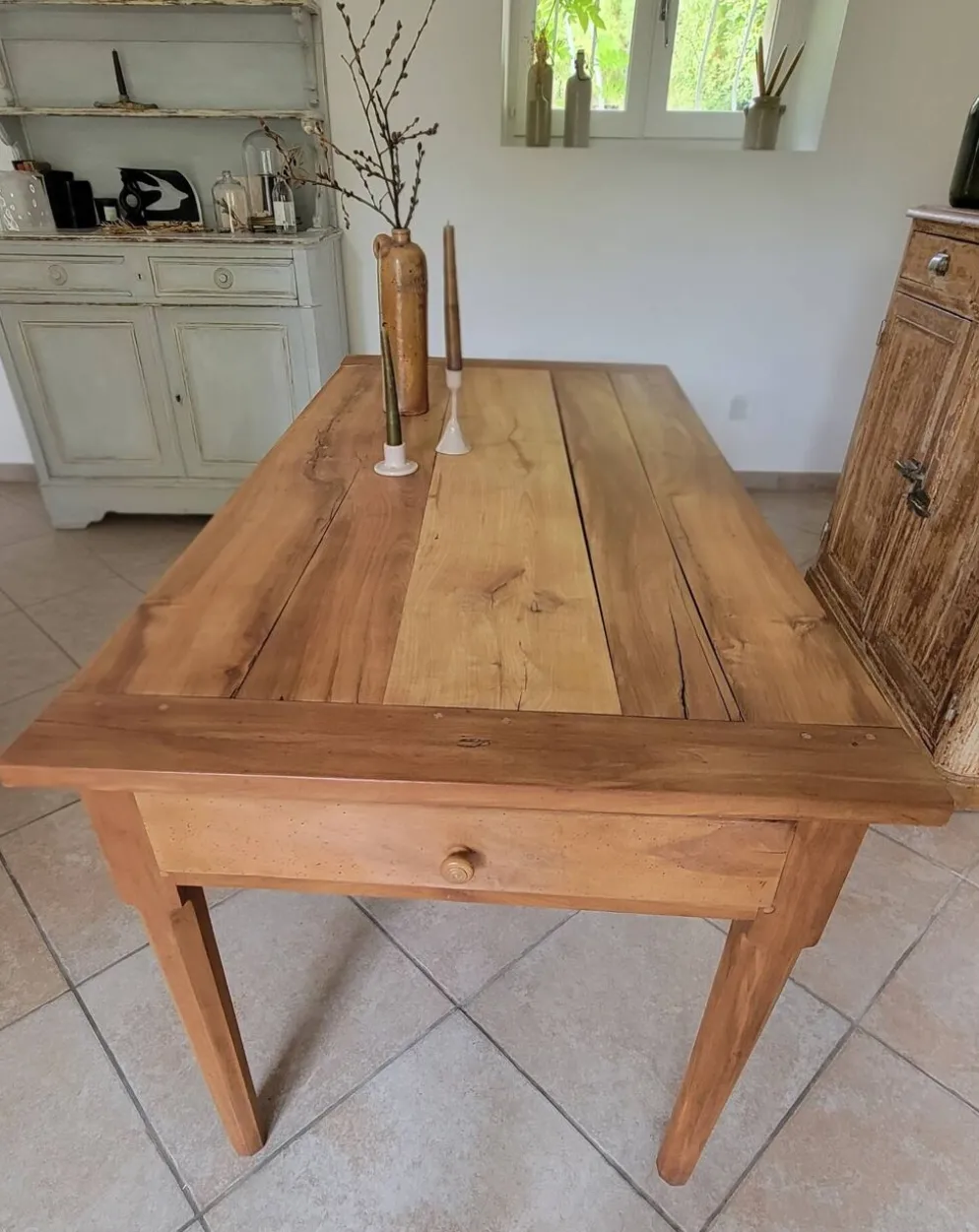 Table ancienne de ferme bois massif noyer