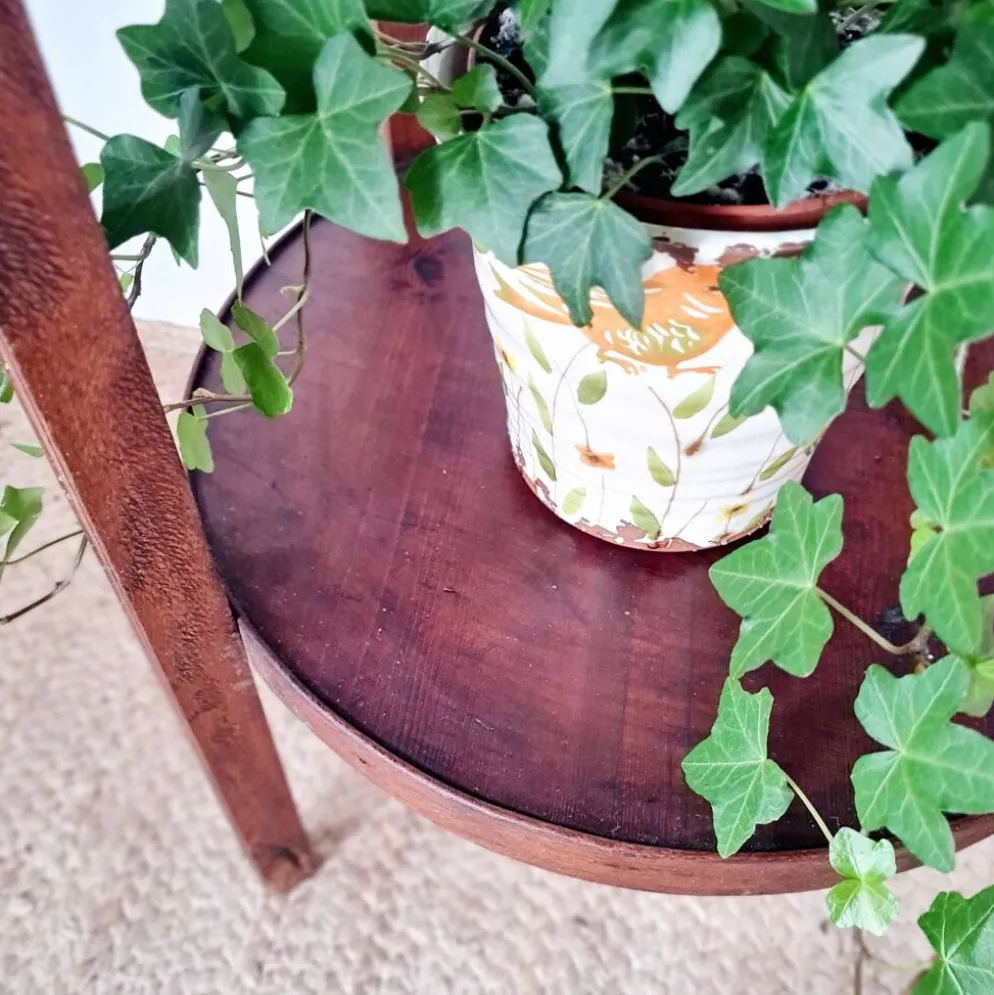 Table ancienne double plateaux ronds, sellette ou porte-plantes