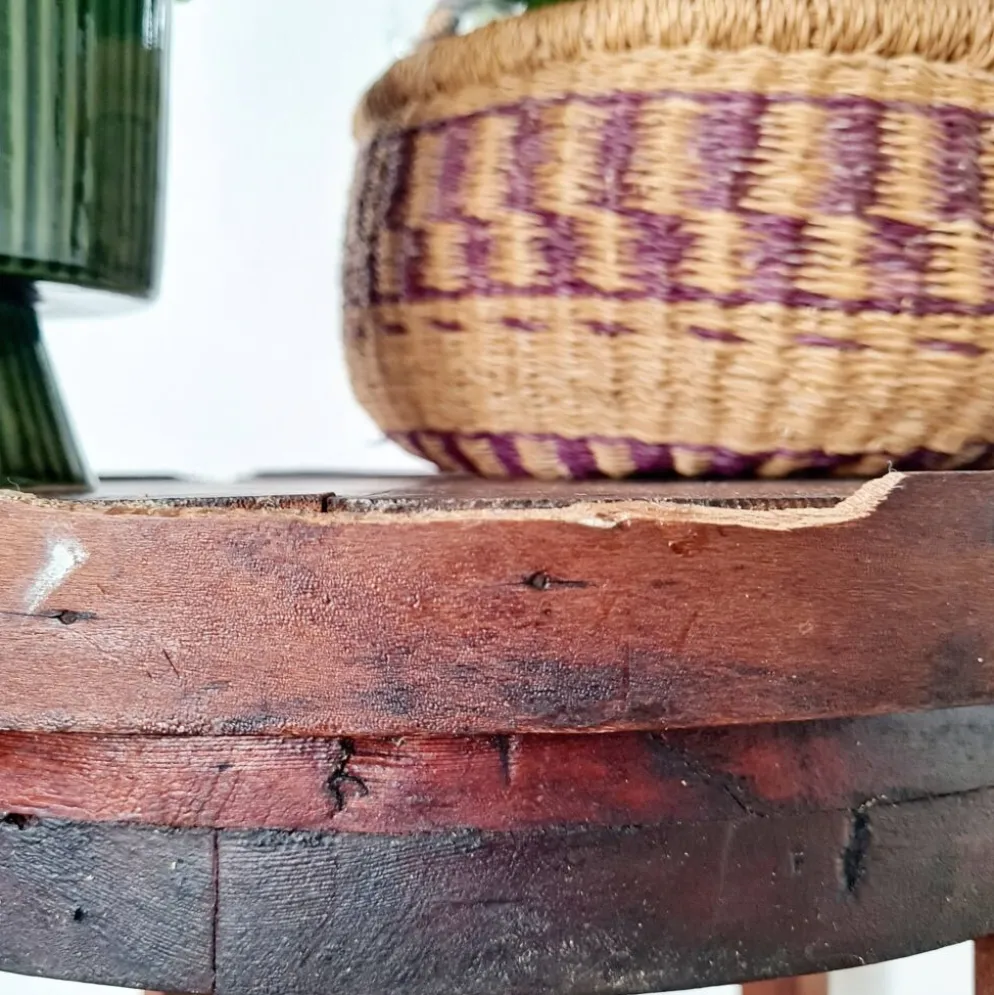 Table ancienne double plateaux ronds, sellette ou porte-plantes