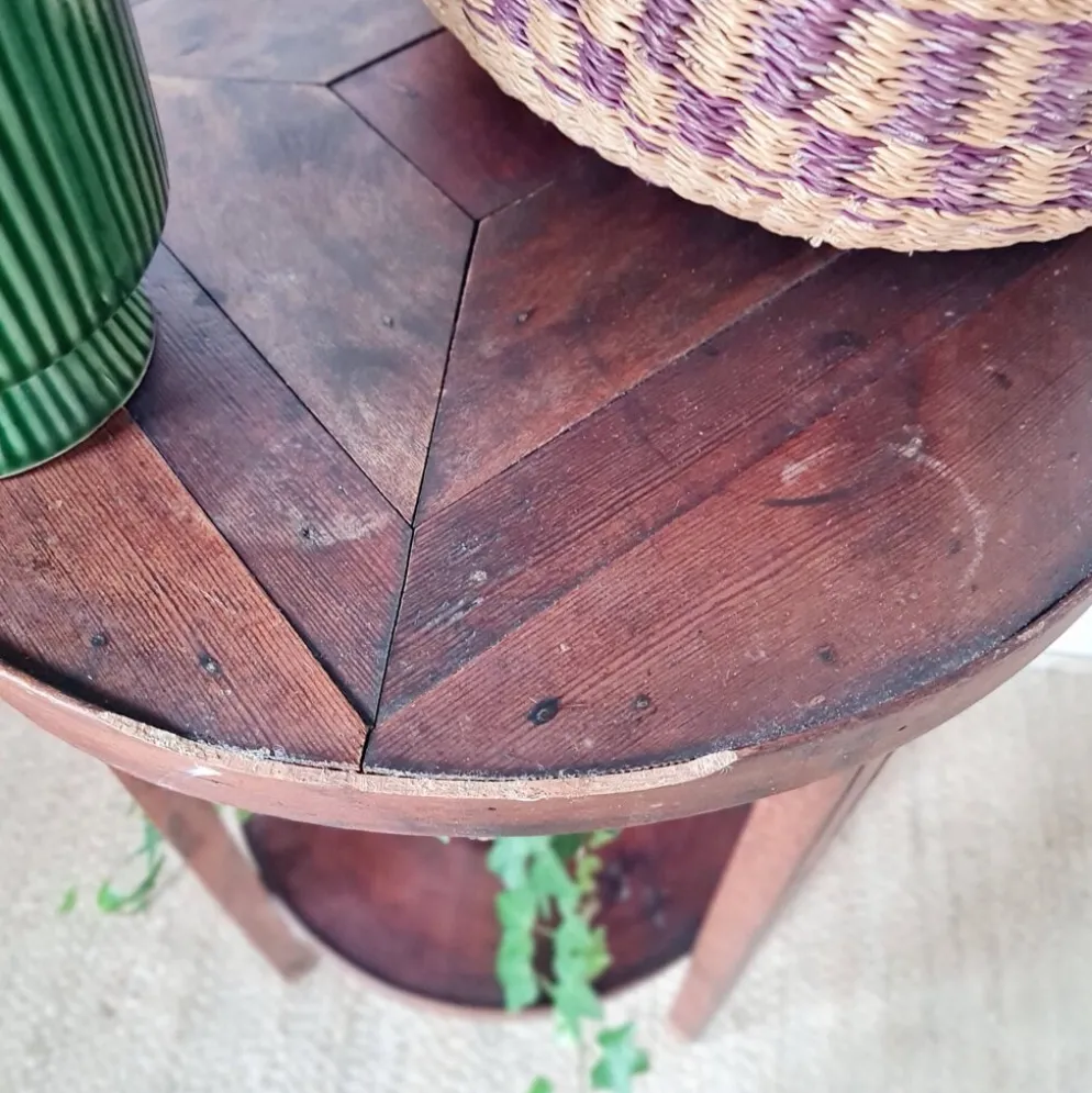 Table ancienne double plateaux ronds, sellette ou porte-plantes