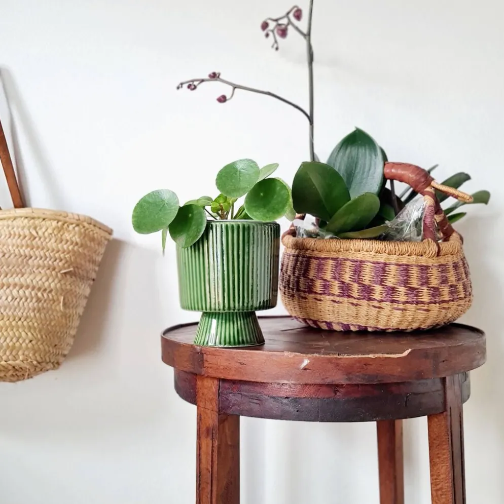 Table ancienne double plateaux ronds, sellette ou porte-plantes