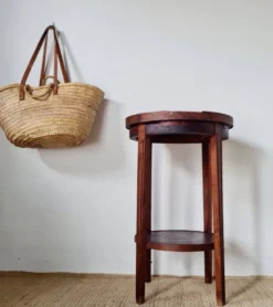 Table ancienne double plateaux ronds, sellette ou porte-plantes