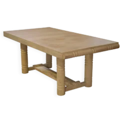 Table art déco en chêne cérusé dans le goût de Jean-Charles Moreux 1940’s