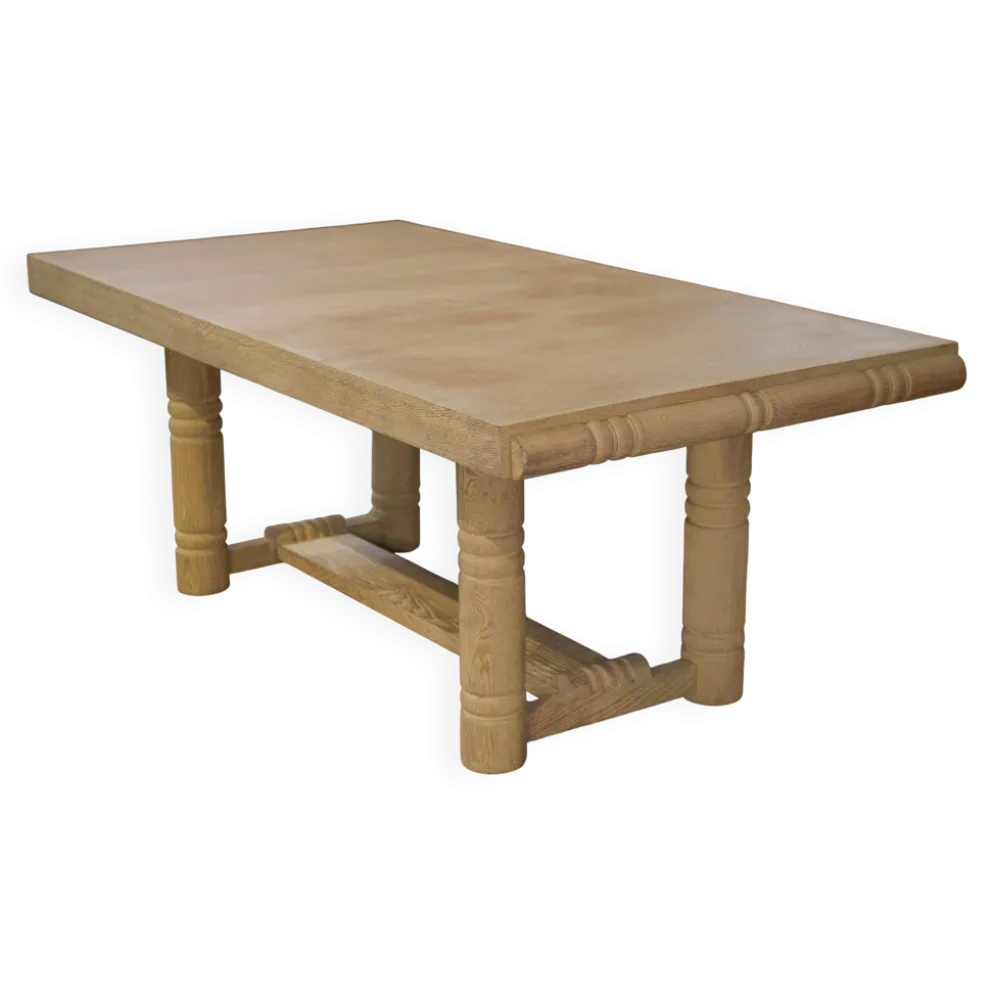 Table art déco en chêne cérusé dans le goût de Jean-Charles Moreux 1940’s