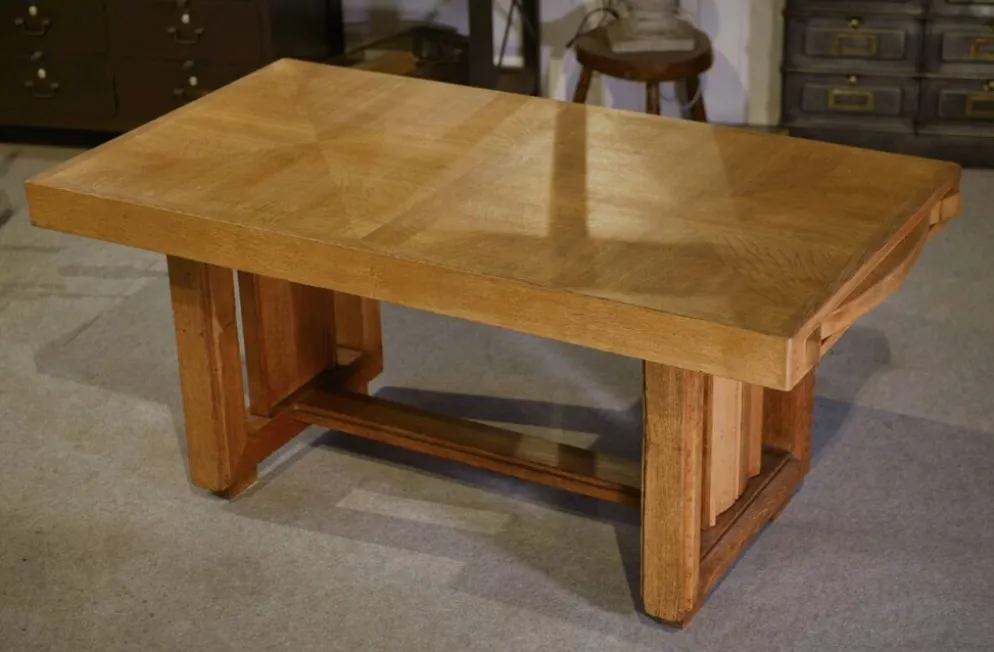 Table art déco en chêne par Léon et Maurice Jallot 1940’s