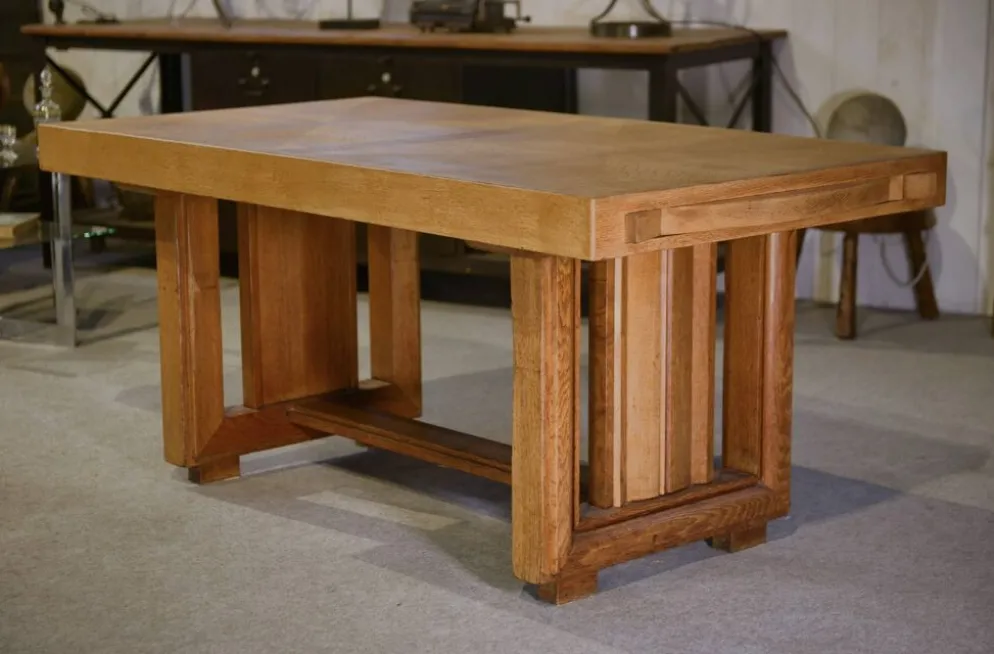 Table art déco en chêne par Léon et Maurice Jallot 1940’s