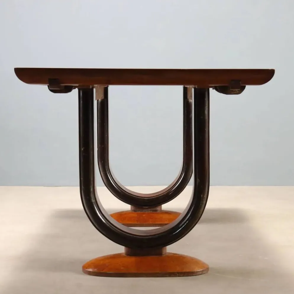 Table Art déco en palissandre et loupe de thuya