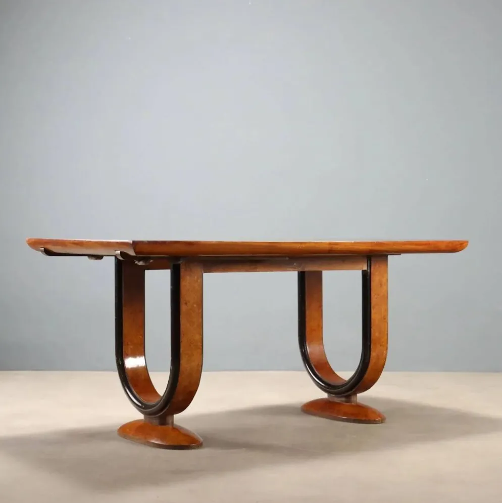 Table Art déco en palissandre et loupe de thuya