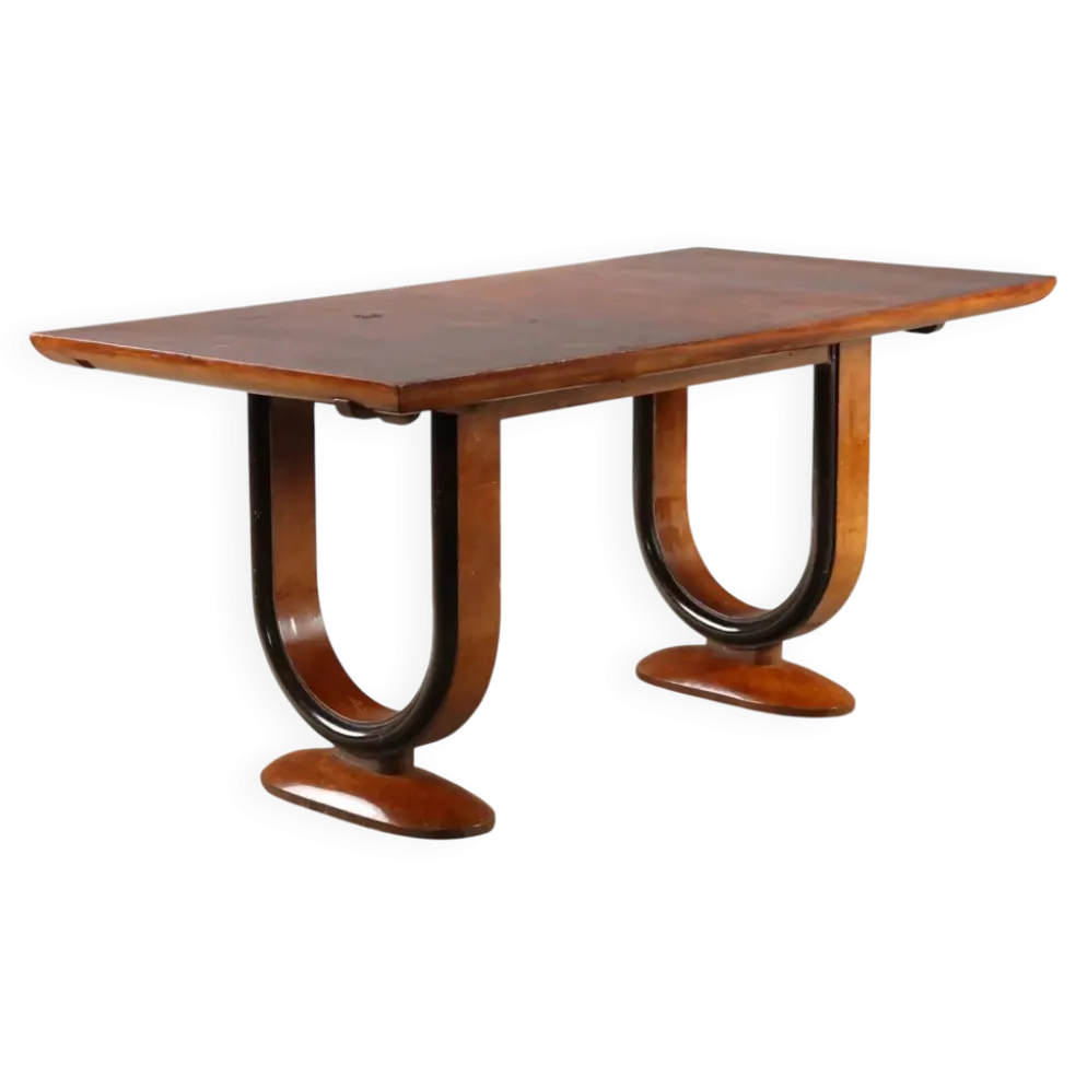 Table Art déco en palissandre et loupe de thuya