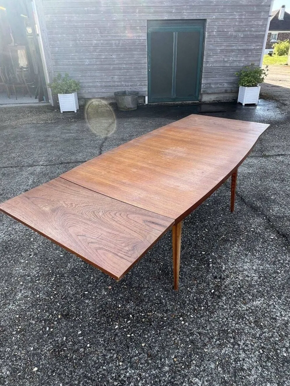 Table avec rallonges en teck, style scandinave, édition eros, vers 1960, dimensions 227x 90 cm