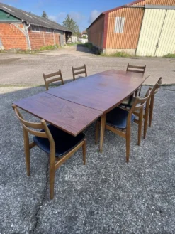 Table avec rallonges en teck, style scandinave, édition eros, vers 1960, dimensions 227x 90 cm