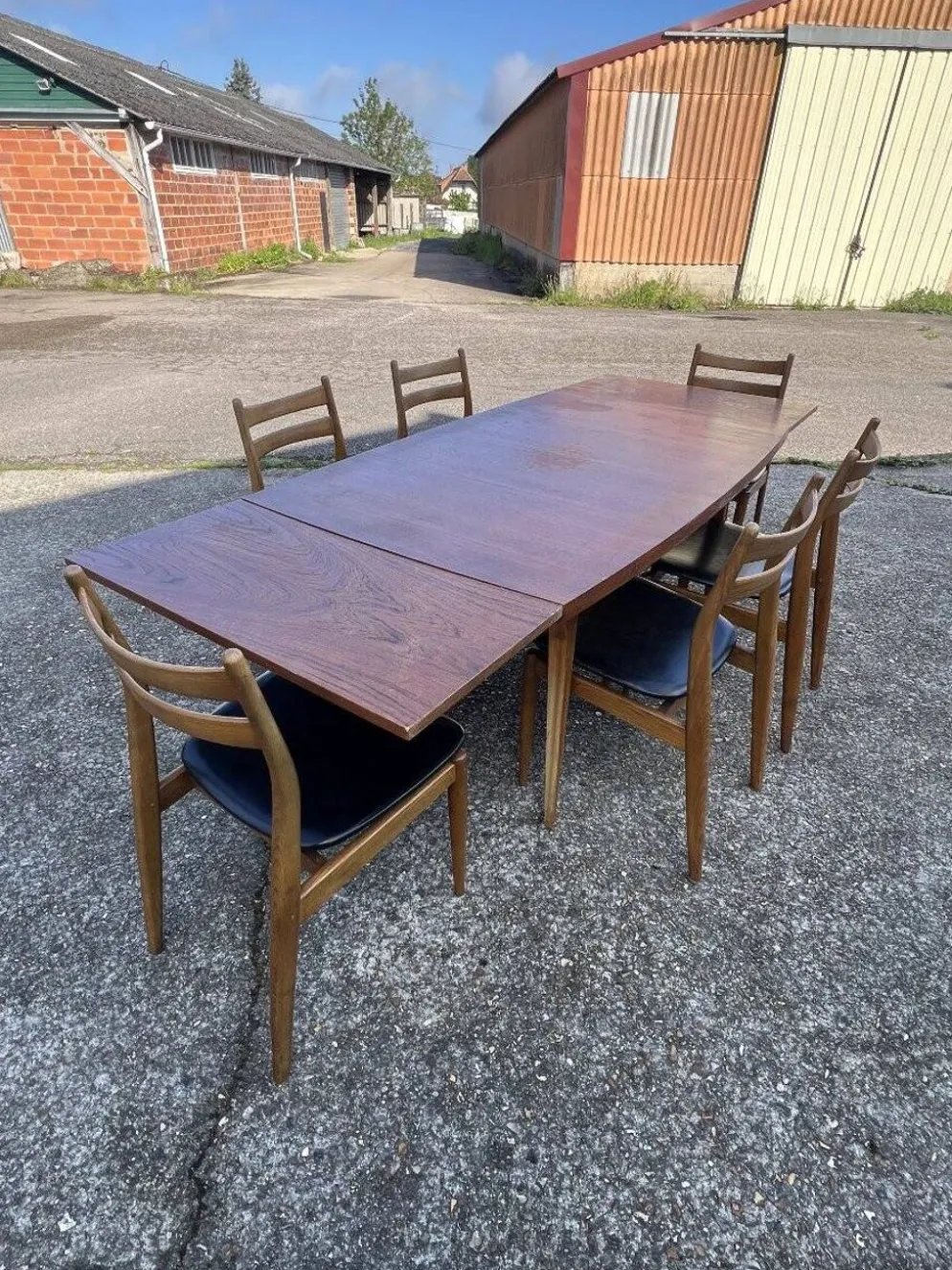 Table avec rallonges en teck, style scandinave, édition eros, vers 1960, dimensions 227x 90 cm