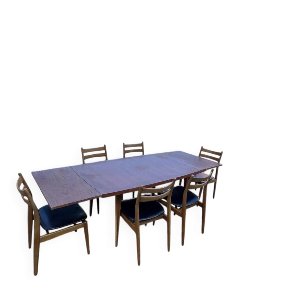 Table avec rallonges en teck, style scandinave, édition eros, vers 1960, dimensions 227x 90 cm