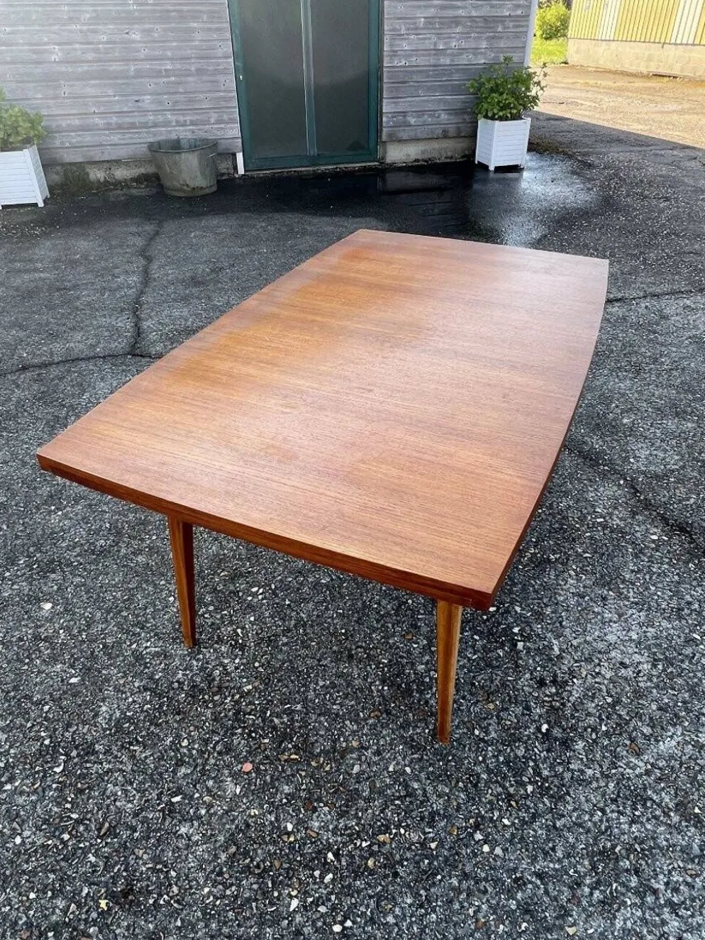 Table avec rallonges en teck, style scandinave, édition eros, vers 1960, dimensions 227x 90 cm