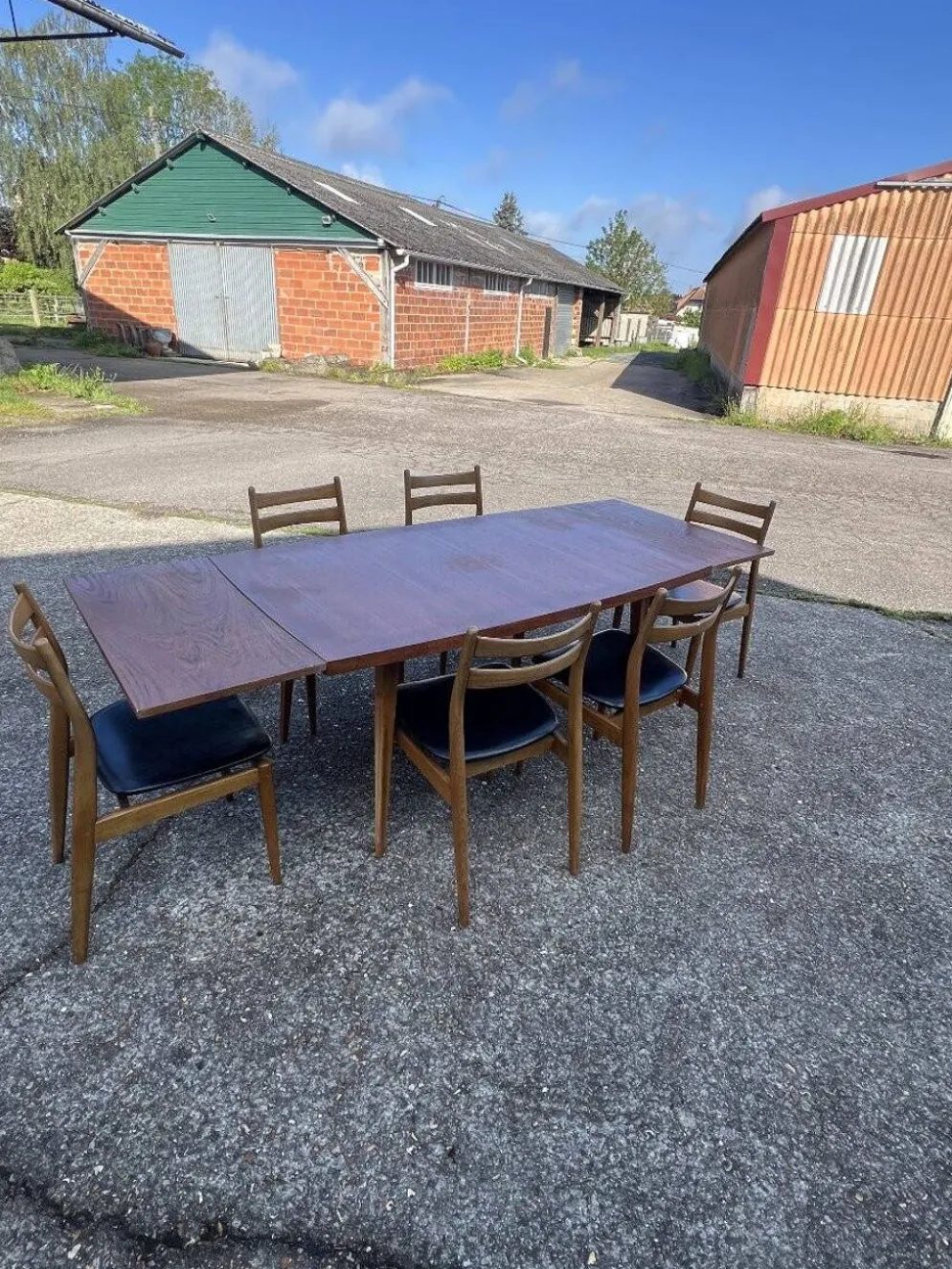 Table avec rallonges en teck, style scandinave, édition eros, vers 1960, dimensions 227x 90 cm