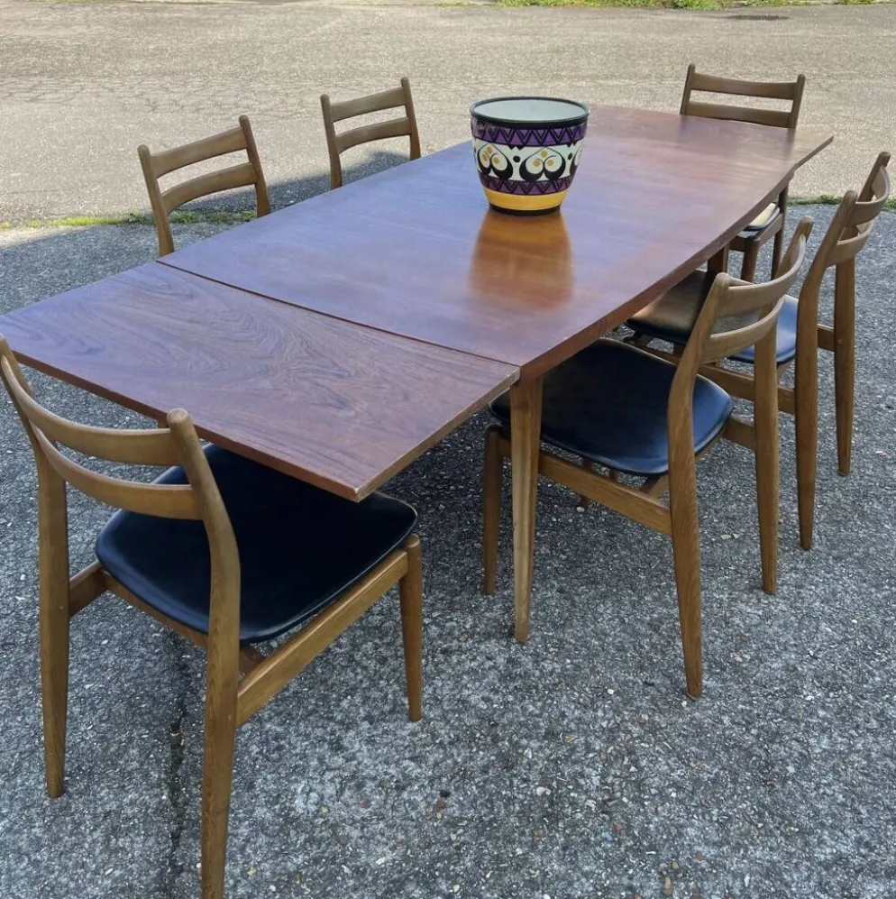 Table avec rallonges en teck, style scandinave, édition eros, vers 1960, dimensions 227x 90 cm
