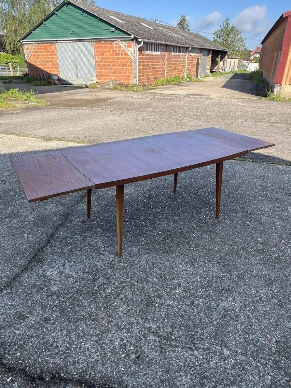 Table avec rallonges en teck, style scandinave, édition eros, vers 1960, dimensions 227x 90 cm