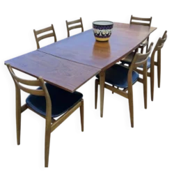 Table avec rallonges en teck, style scandinave, édition eros, vers 1960, dimensions 227x 90 cm
