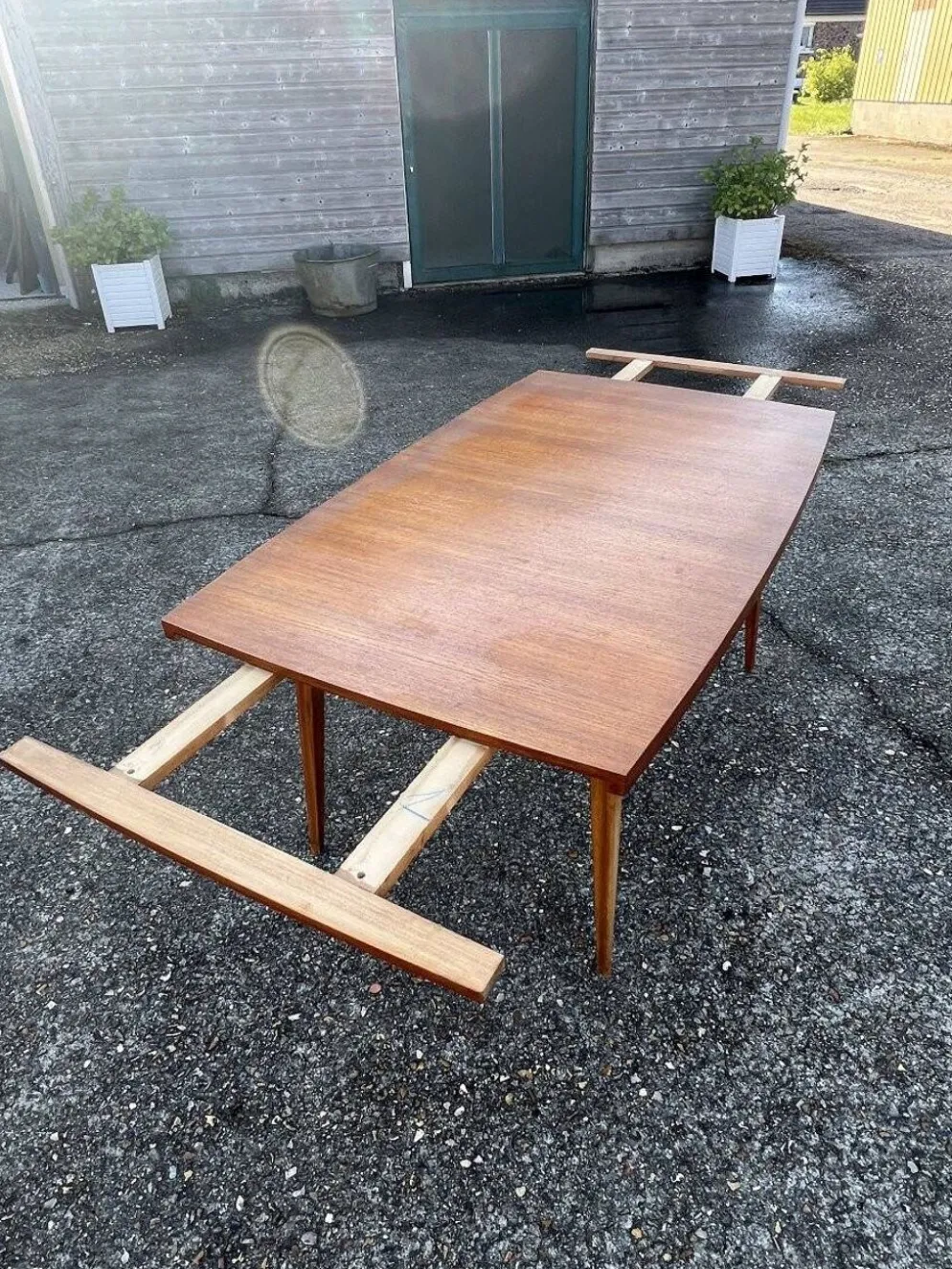 Table avec rallonges en teck, style scandinave, édition eros, vers 1960, dimensions 227x 90 cm