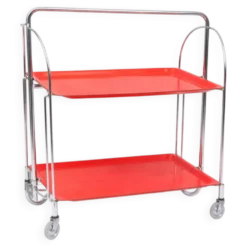 Table bar pliante en métal et panneau composite Dinett, rouge