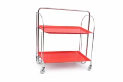 Table bar pliante en métal et panneau composite Dinett, rouge